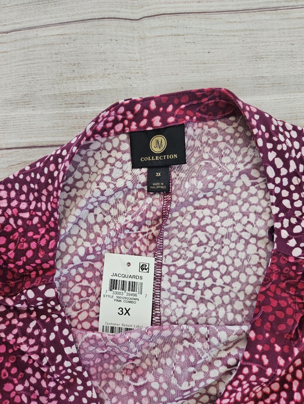 JM Collection Pink Patterned Top - Picture 2 of 3